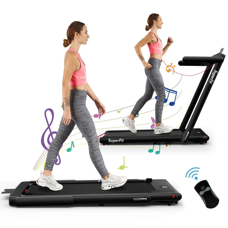 2.25HP 2 in 1 Folding Treadmill with APP Speaker Remote Control by DirectDeals