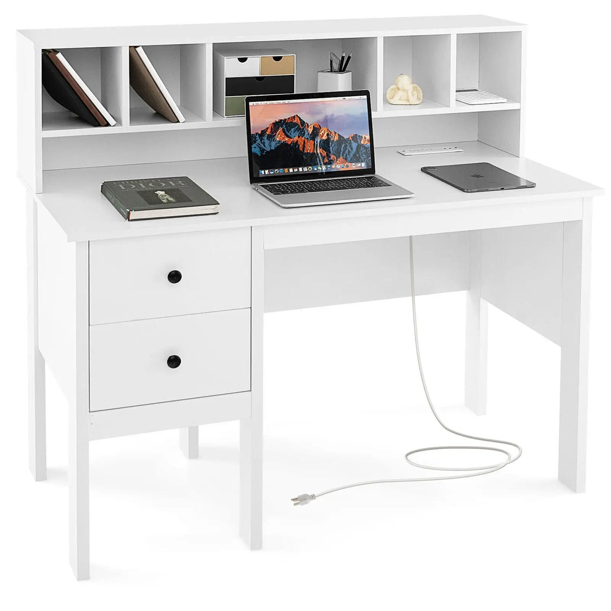 48 Inch Computer Desk with Drawers Power Outlets, photo 9 of 9