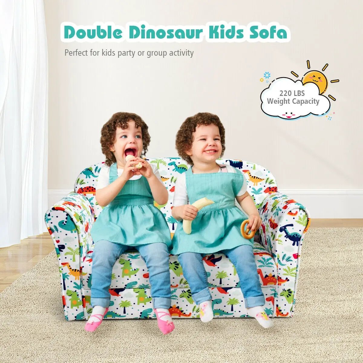 Double Kids Dinosaur Sofa Children Armrest Couch by DirectDeals