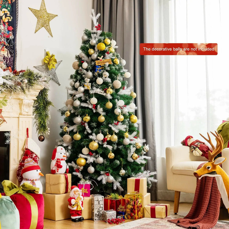 Unlit Snowy Hinged Christmas Tree with Mixed Tips and Red Berries by DirectDeals