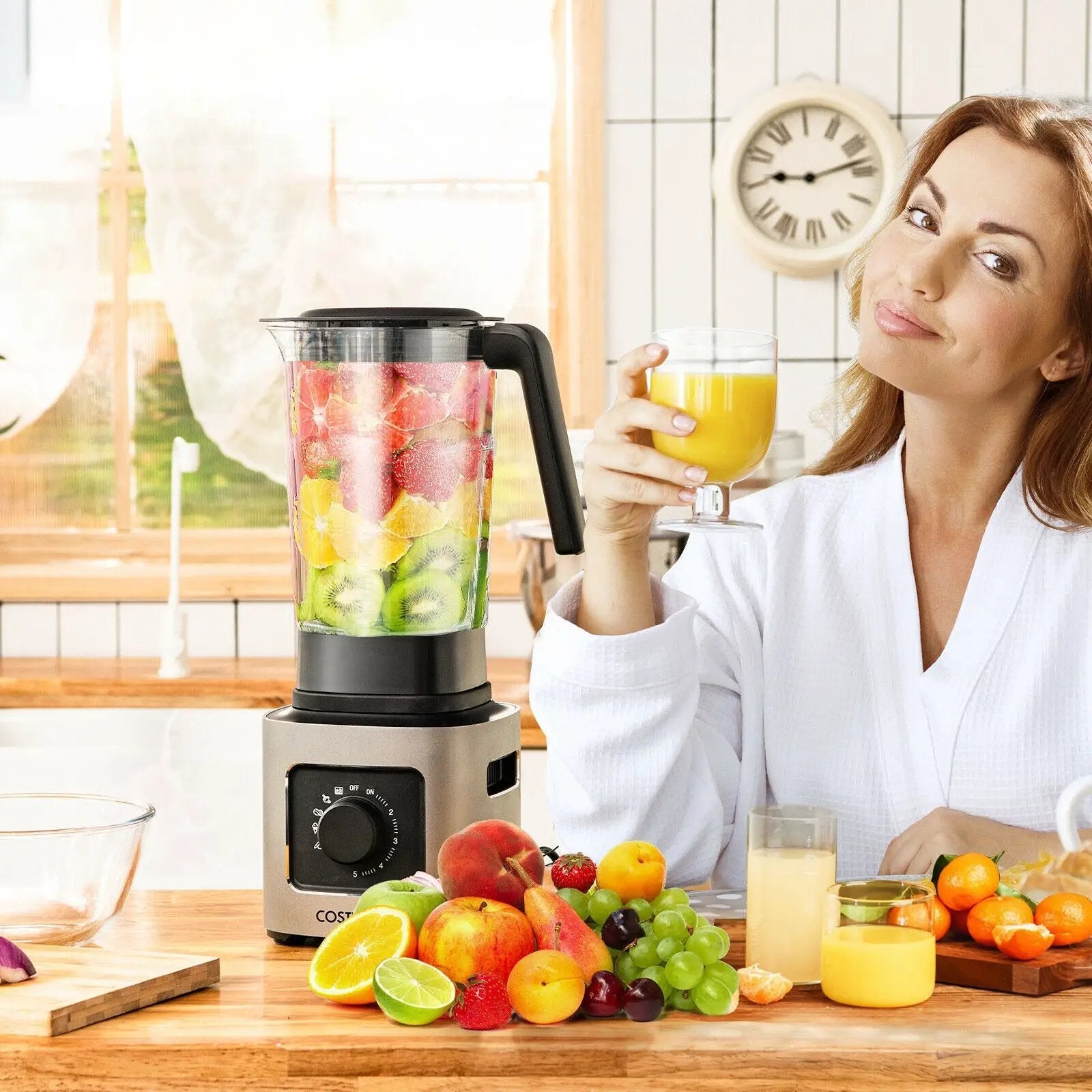 1500W 5-Speed Countertop Smoothie Blender with 5 Presets and 68oz Tritan Jar-Silver by DirectDeals