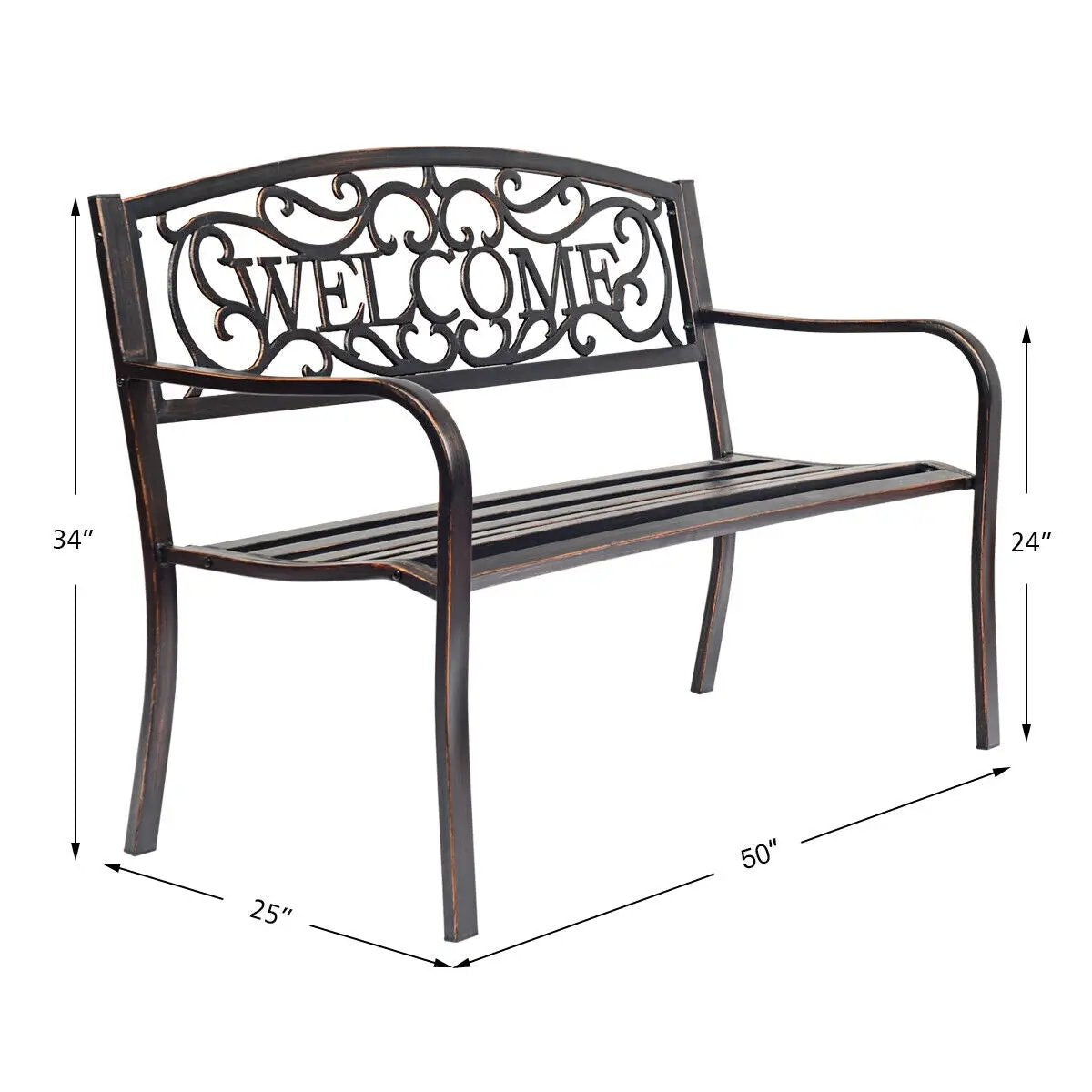 Outdoor Furniture Steel Frame Porch Garden Bench by DirectDeals
