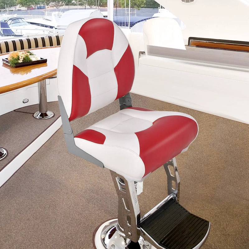 Low Back Boat Seat Folding Fishing chair with Thickened High-density Sponge Padding-Red by DirectDeals