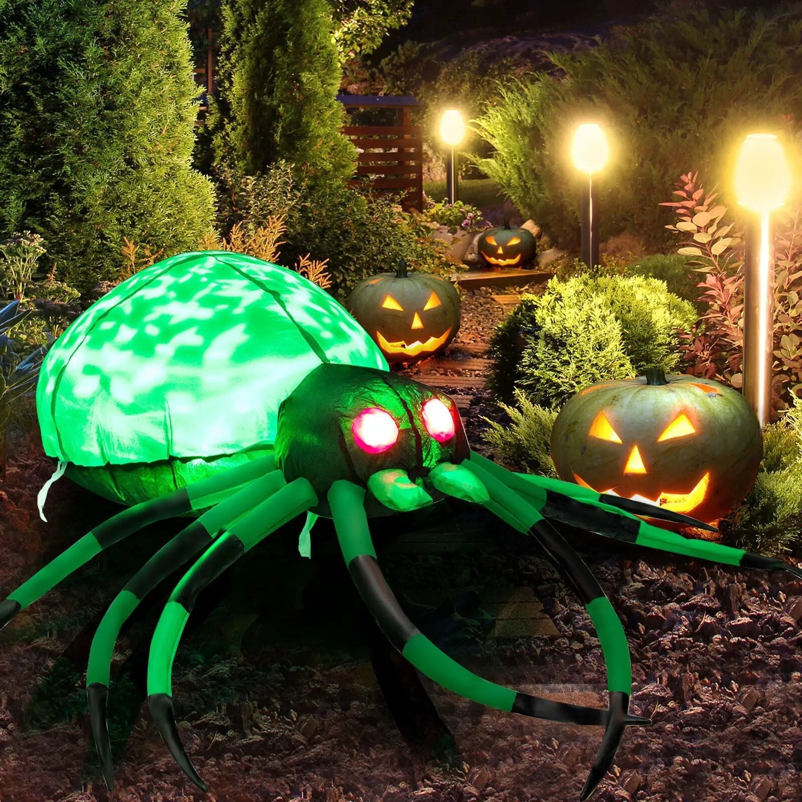5 Feet Long Halloween Inflatable Creepy Spider with Cobweb and LEDs by DirectDeals