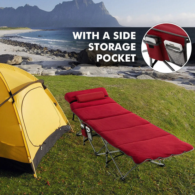 Folding Retractable Travel Camping Cot with Mattress and Carry Bag by DirectDeals
