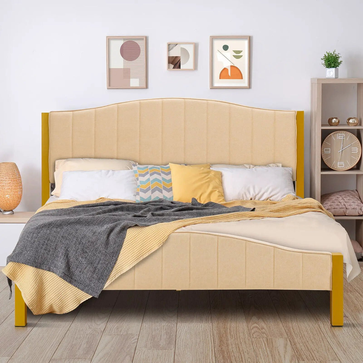 Full/Queen Size Upholstered Bed Frame with Quilted Headboard, photo 6 of 9