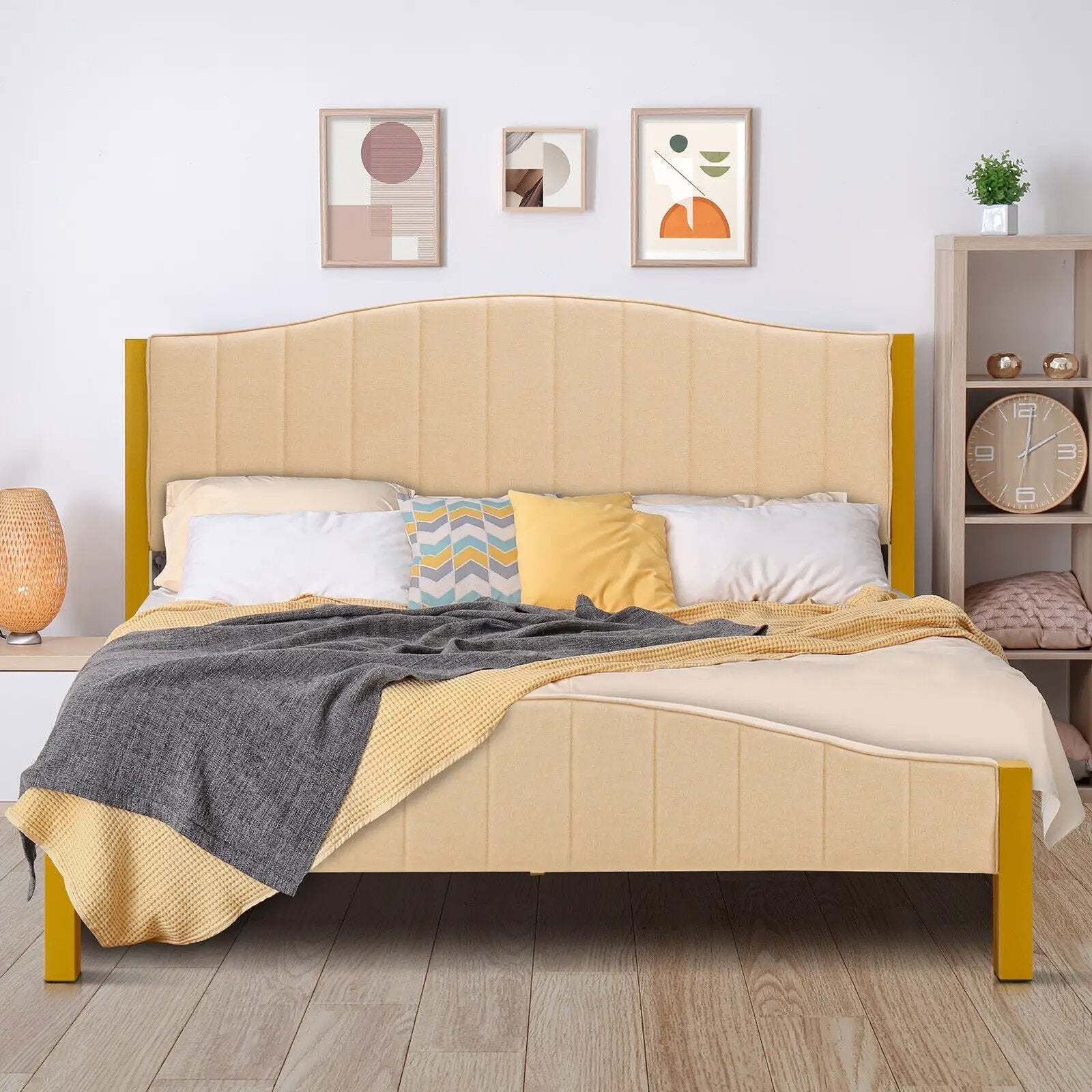 Full/Queen Size Upholstered Bed Frame with Quilted Headboard by DirectDeals