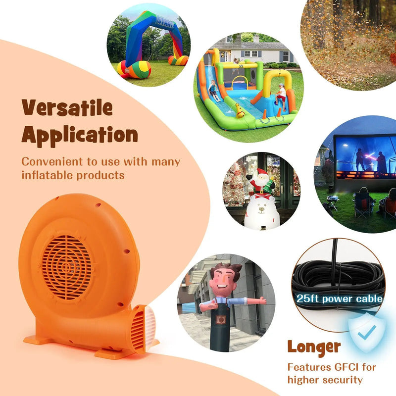 680W Air Blower (1.0HP) for Inflatables with 25 feet Wire and GFCI Plug by DirectDeals