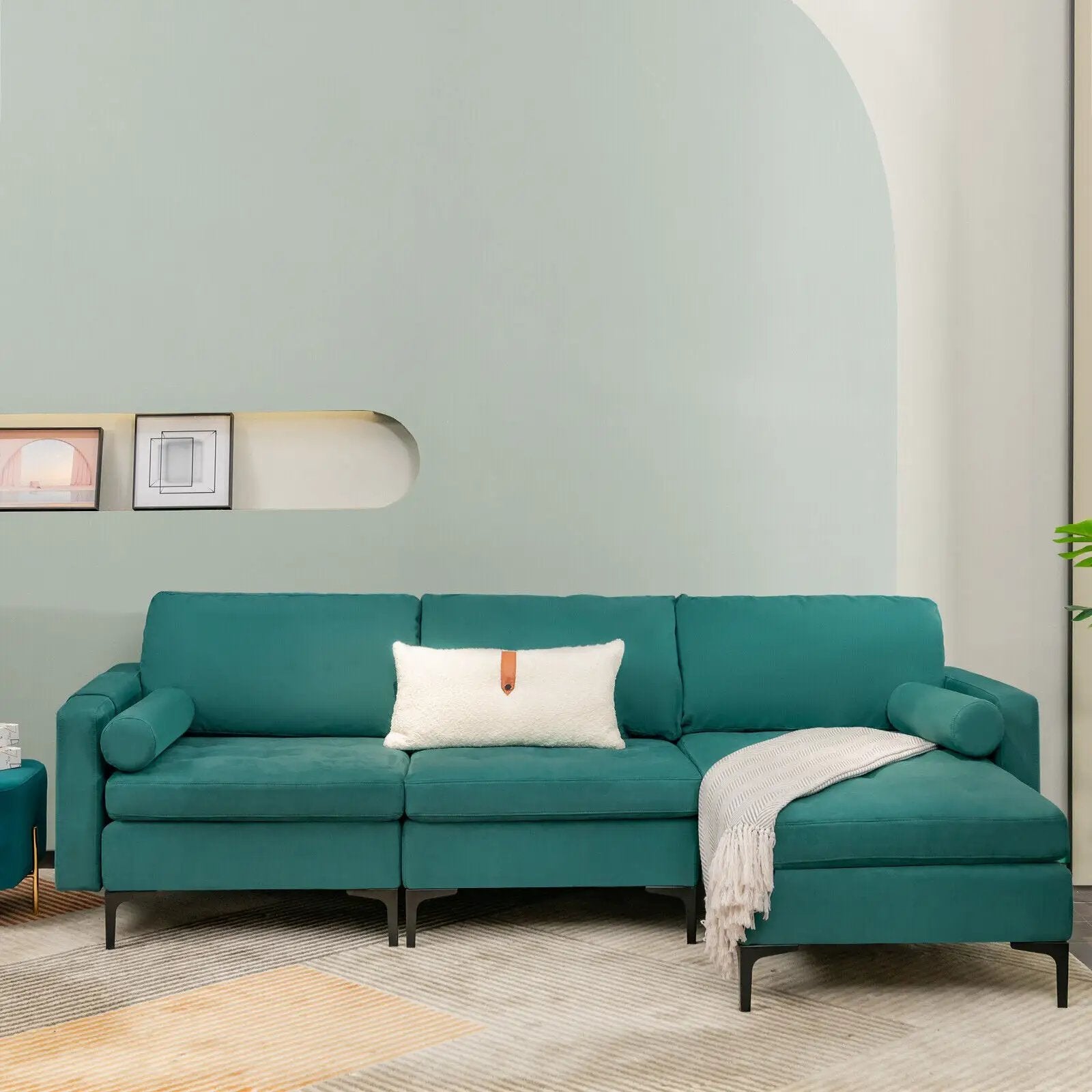 3-Seat L-Shaped Sectional Sofa with USB Ports & Storage by DirectDeals