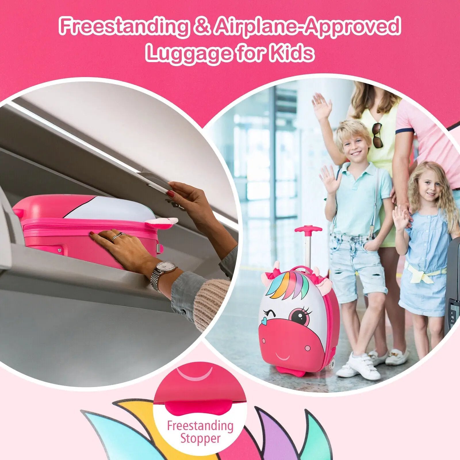 16 Inch Kids Rolling Luggage with 2 Flashing Wheels and Telescoping Handle by DirectDeals