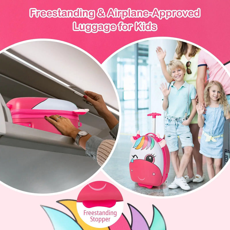 16 Inch Kids Rolling Luggage with 2 Flashing Wheels and Telescoping Handle by DirectDeals