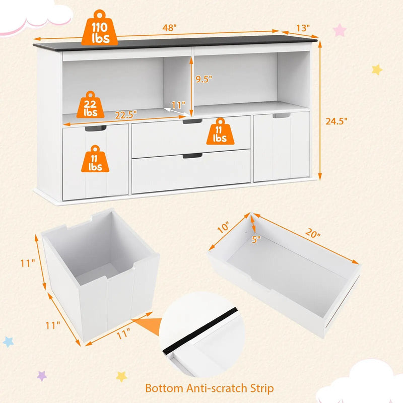 Kids Toy Storage Organizer with Blackboard Top-4-Drawer by DirectDeals