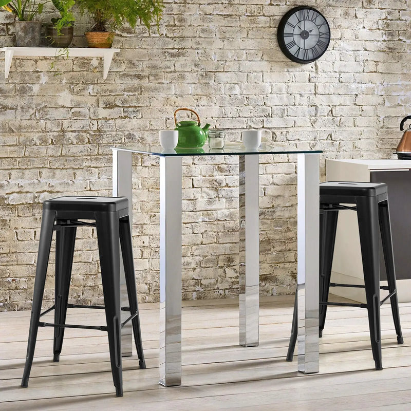 30 Inch Bar Stools Set of 4 with Square Seat and Handling Hole by DirectDeals