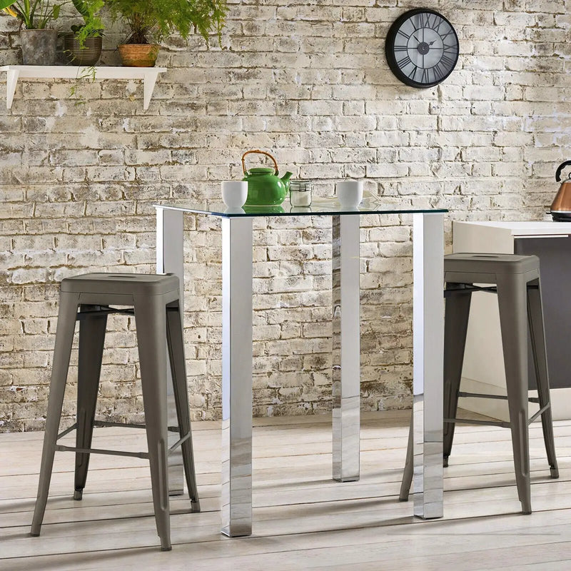 30 Inch Bar Stools Set of 4 with Square Seat and Handling Hole by DirectDeals