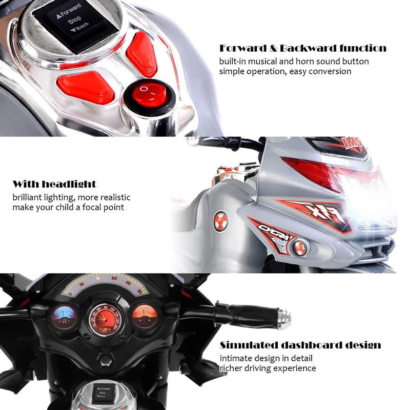 20-day Presell 3 Wheel Kids Ride On Motorcycle 6V Battery Powered Electric Toy Power Bicyle New-Gray by DirectDeals
