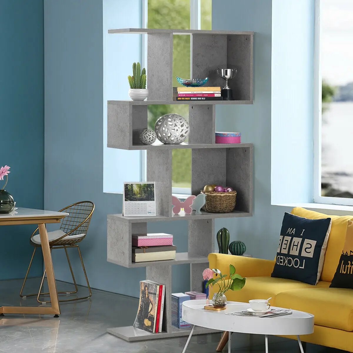 5 Cubes Ladder Shelf Corner Bookshelf Display Rack Bookcase, photo 2 of 10