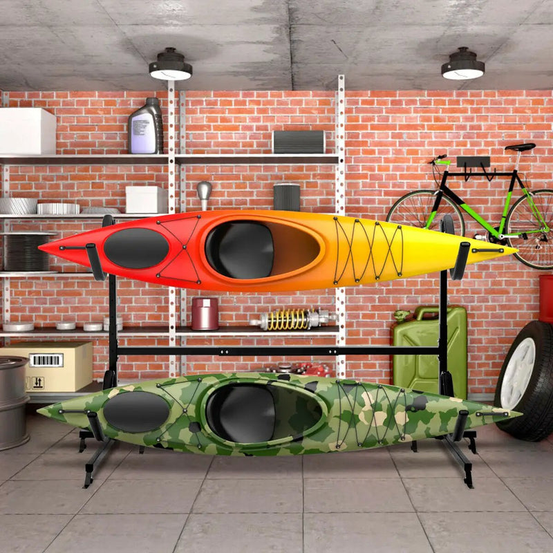 Freestanding Height Adjustable Dual Kayak Storage Rack by DirectDeals