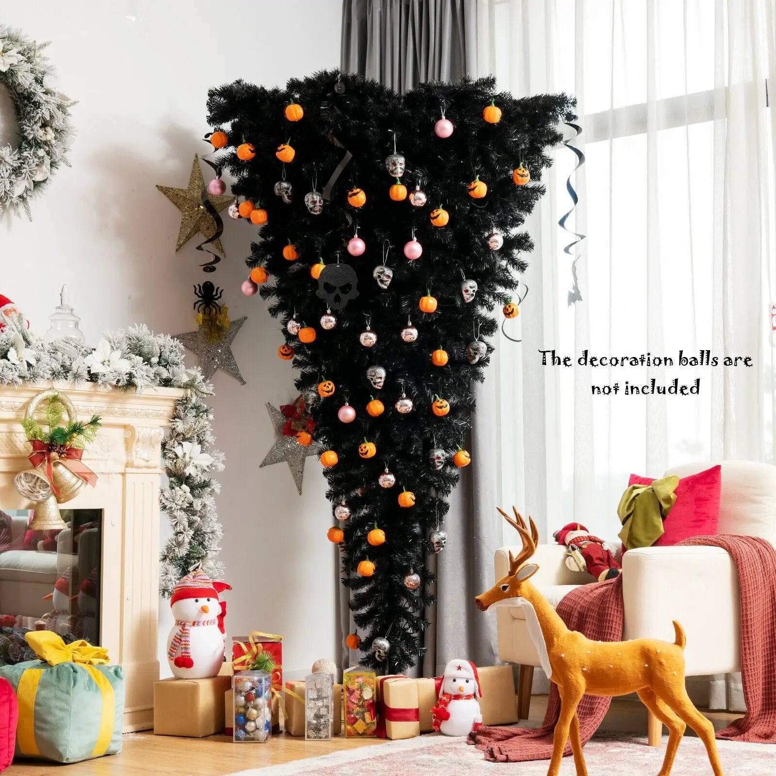 6 Feet Upside Down Artificial Christmas Tree with 270 Purple LED lights by DirectDeals