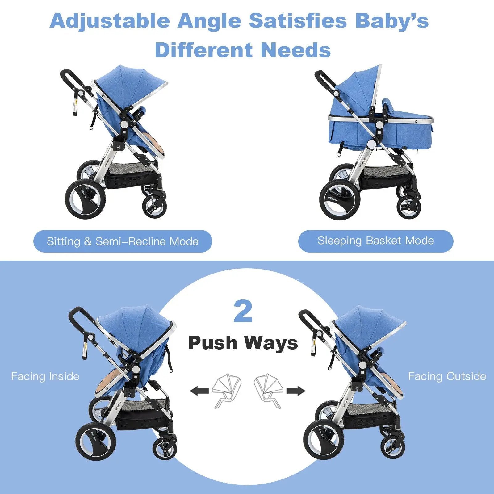Folding Aluminum Baby Stroller Baby Jogger with Diaper Bag by DirectDeals
