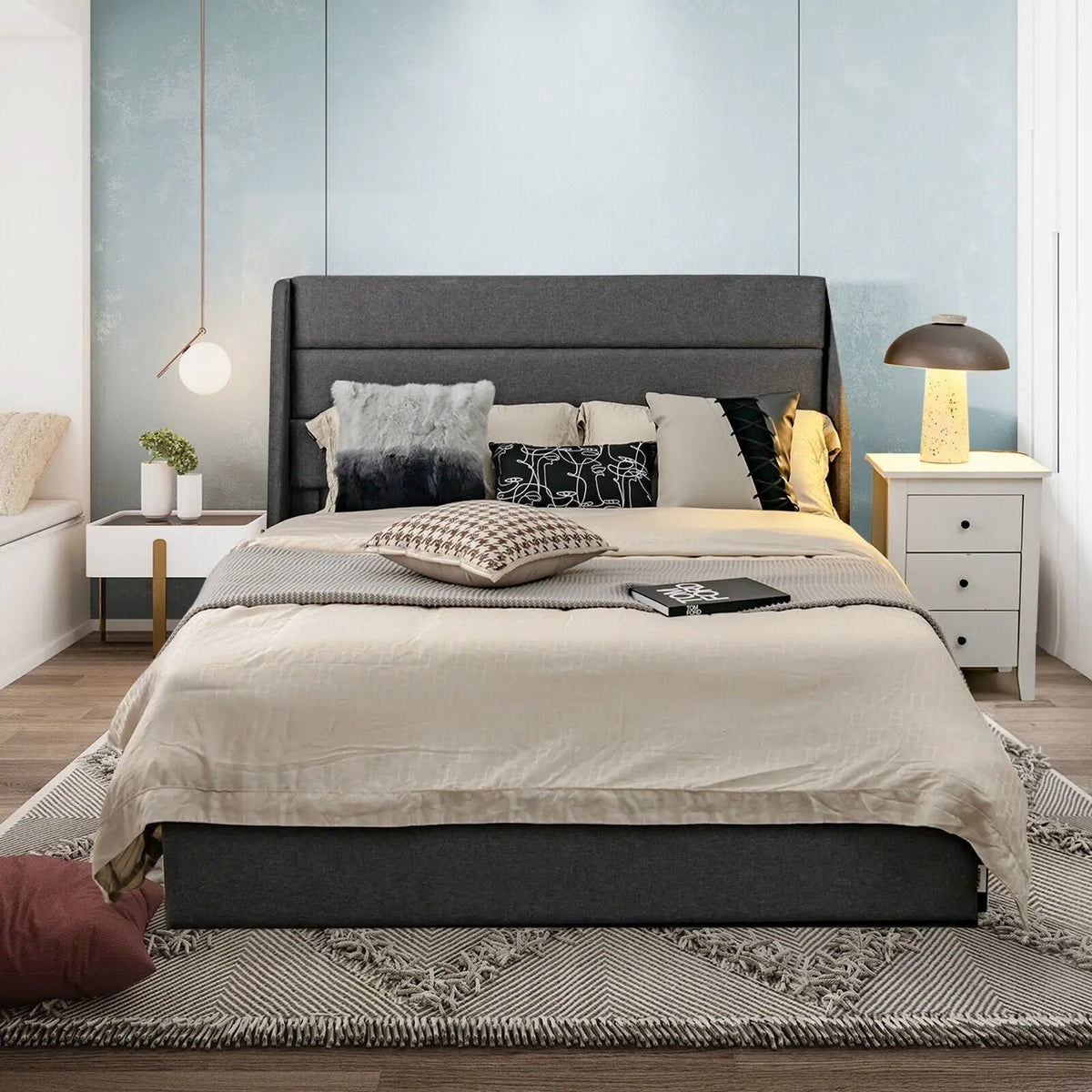 Upholstered Platform Bed Frame with 3 Storage Drawers, photo 6 of 9