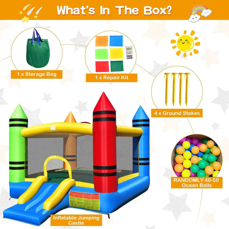Kids Inflatable Bounce House with Slide and Ocean Balls Not Included Blower by DirectDeals