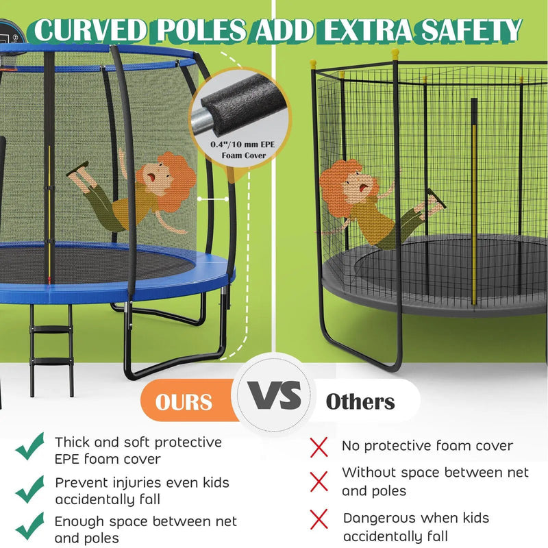 8/10 Feet Recreational Trampoline with Basketball Hoop by DirectDeals