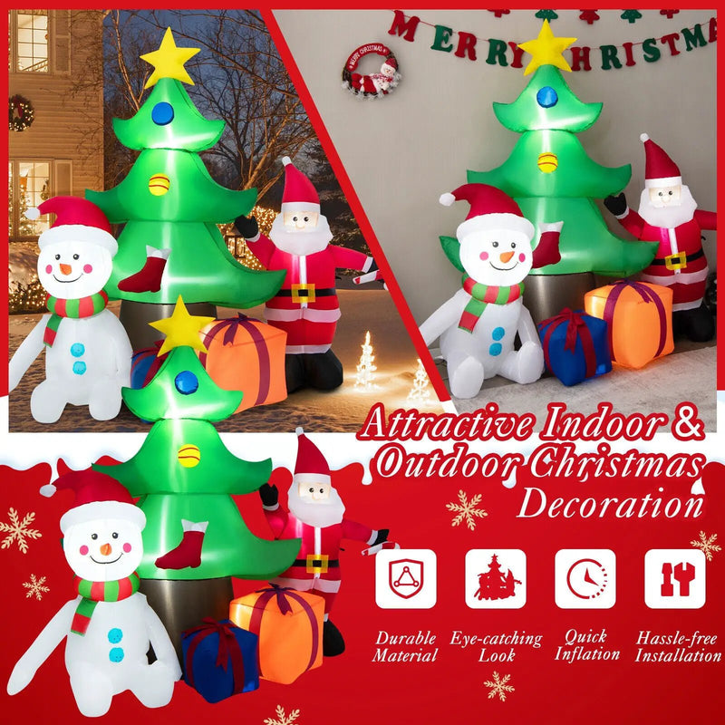 7.2 Feet Inflatable Lighted Christmas Decoration Tree with Santa Claus by DirectDeals