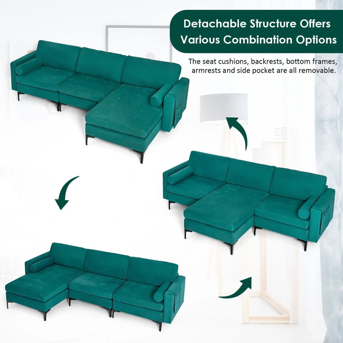 3-Seat L-Shaped Sectional Sofa with USB Ports & Storage, photo 3 of 24