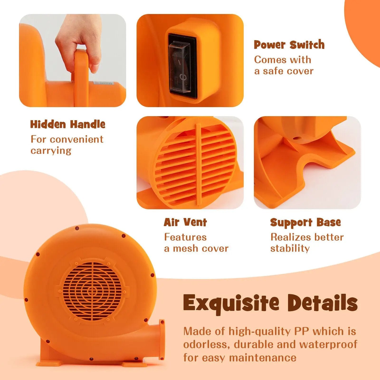 680W Air Blower (1.0HP) for Inflatables with 25 feet Wire and GFCI Plug by DirectDeals