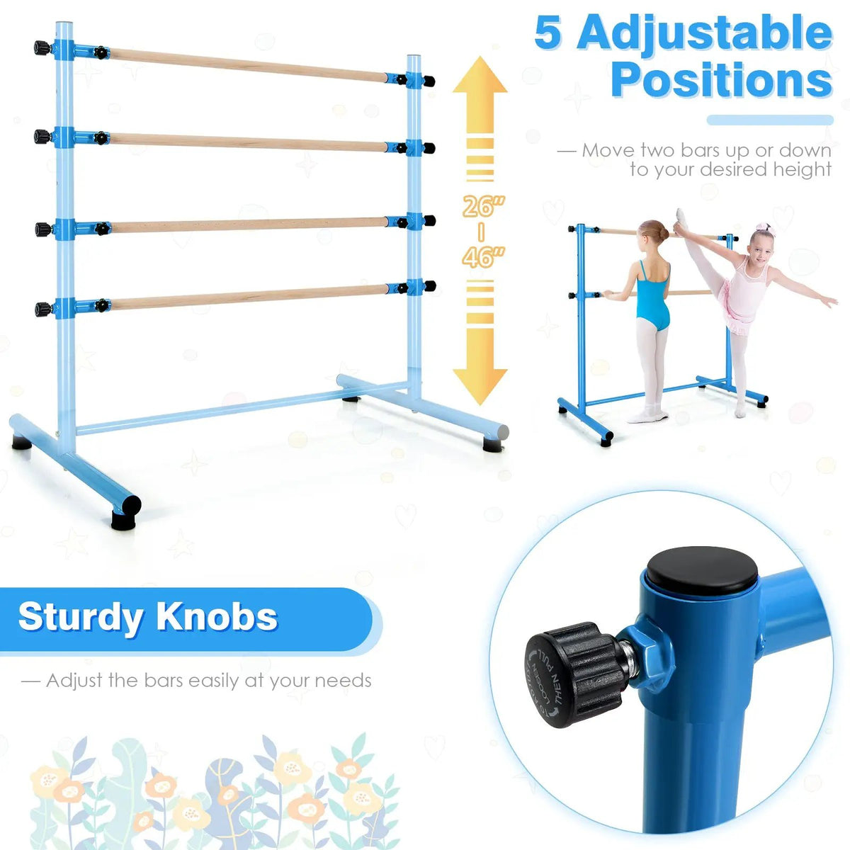 47 Inch Double Ballet Barre with Anti-Slip Footpads, photo 10 of 24
