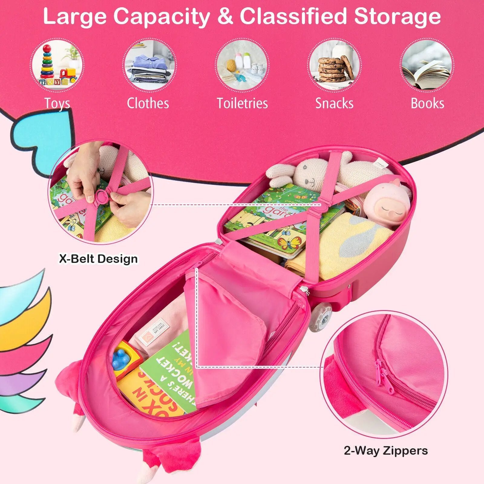 16 Inch Kids Rolling Luggage with 2 Flashing Wheels and Telescoping Handle by DirectDeals