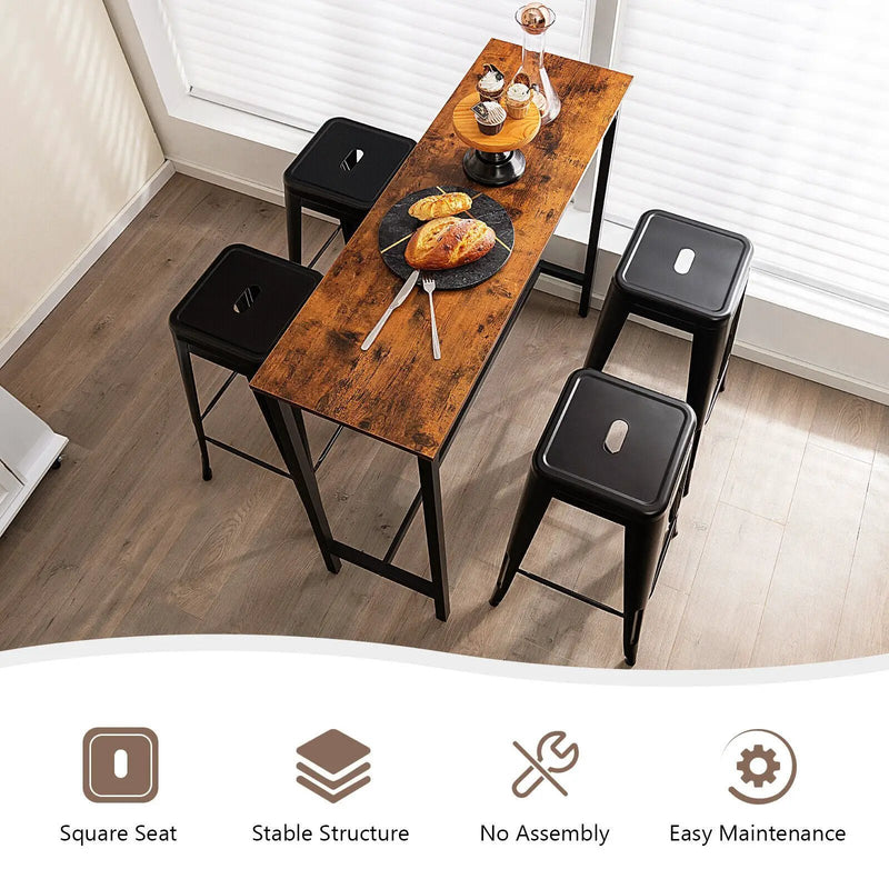 30 Inch Bar Stools Set of 4 with Square Seat and Handling Hole by DirectDeals
