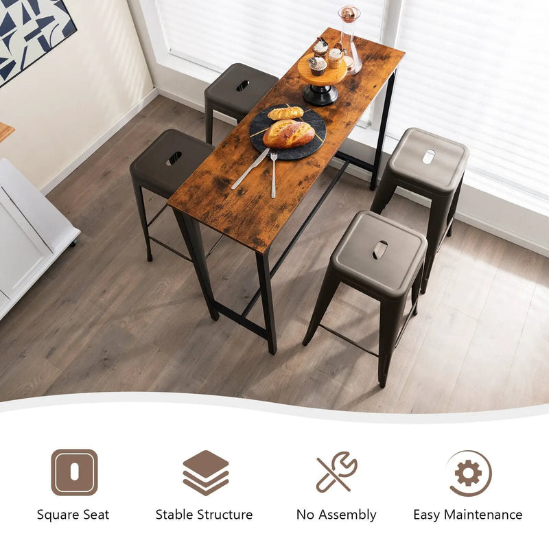 30 Inch Bar Stools Set of 4 with Square Seat and Handling Hole by DirectDeals
