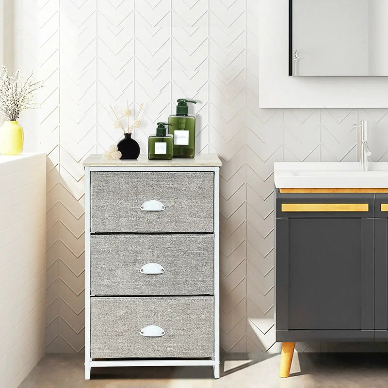 Nightstand Side Table Storage Tower Dresser Chest with 3 Drawers by DirectDeals