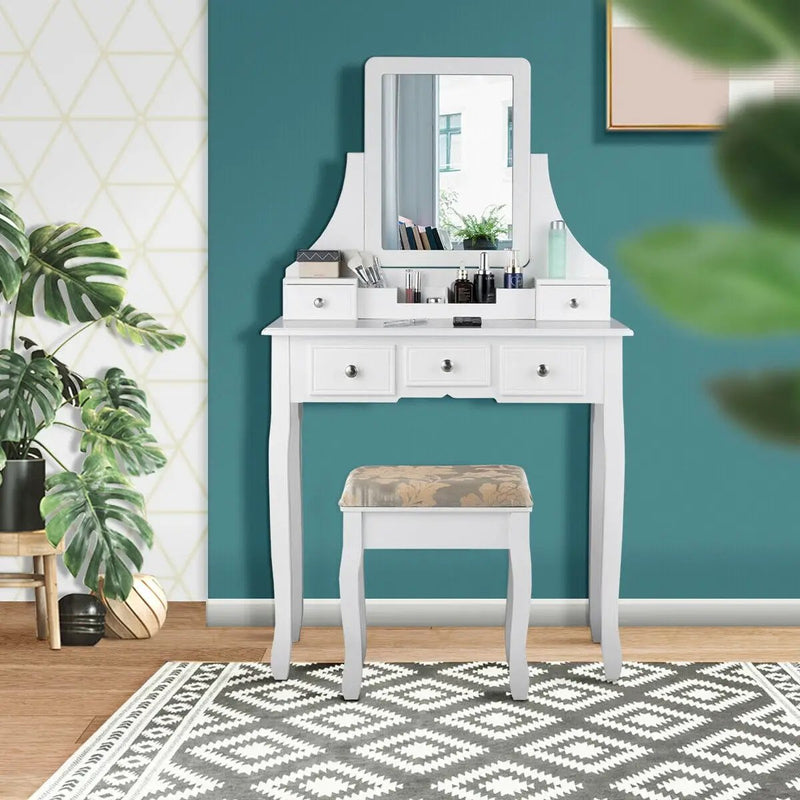 5 Drawers Removable Box Makeup Dressing Vanity Set by DirectDeals