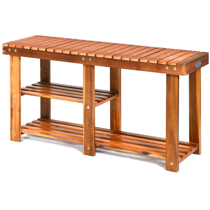 3-Tier Freestanding Wooden Shoe Organizer with Seat by DirectDeals