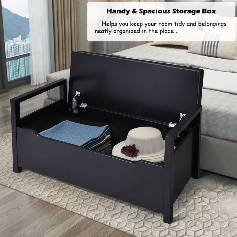 34.5 ×15.5 ×19.5 Inch Shoe Storage Bench with Cushion Seat for Entryway by DirectDeals