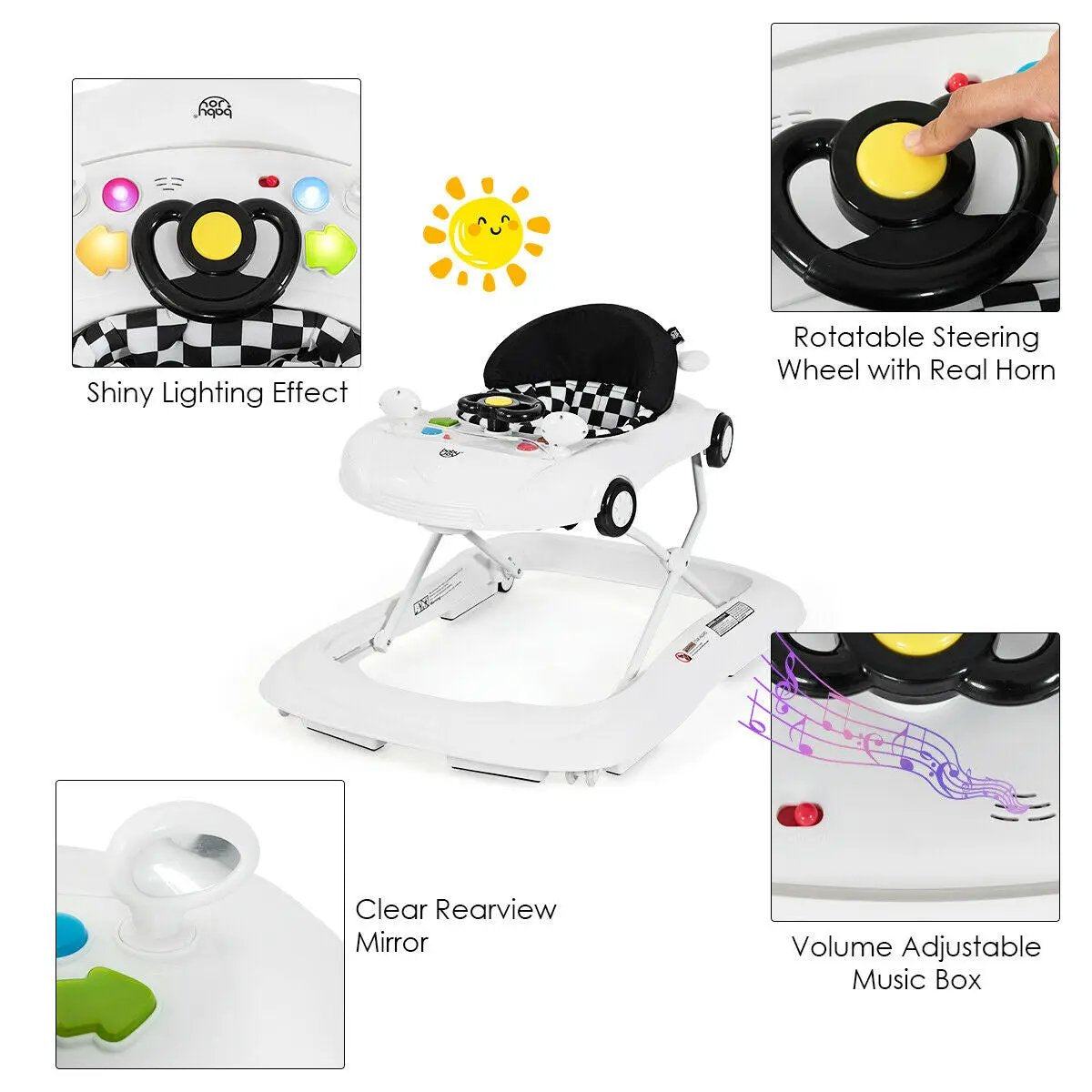 2-in-1 Foldable Baby Walker with Music Player and Lights, photo 11 of 16