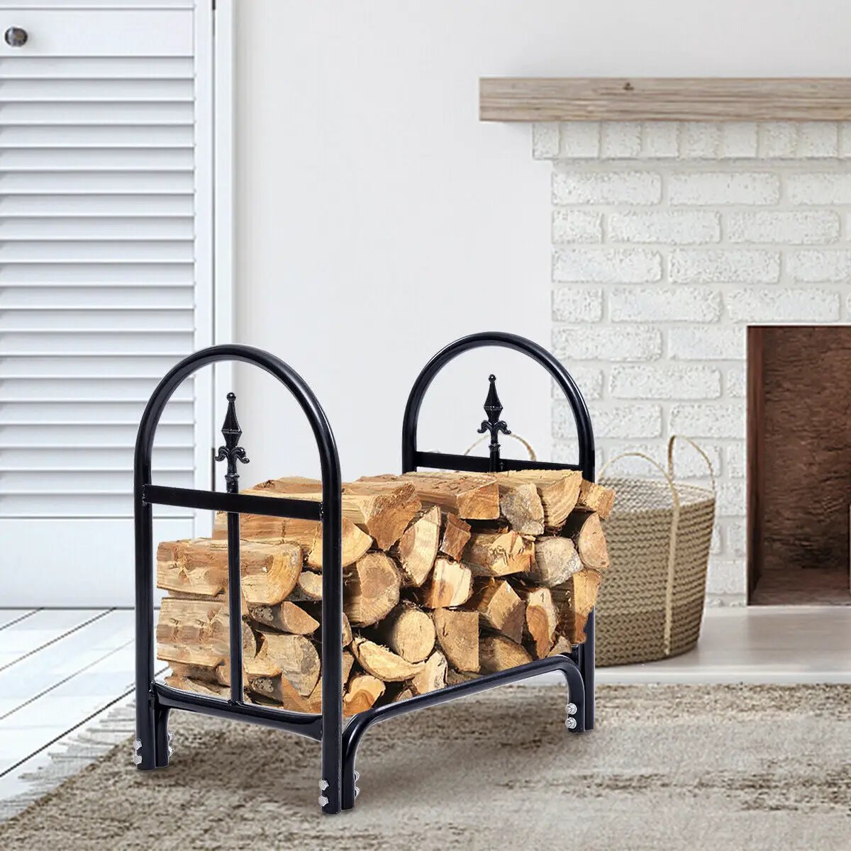 2 Feet Outdoor Heavy Duty Steel Firewood Storage Holder by DirectDeals