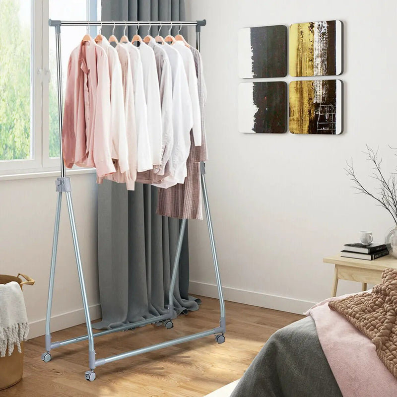 Extendable Foldable Heavy Duty Clothing Rack with Hanging Rod by DirectDeals