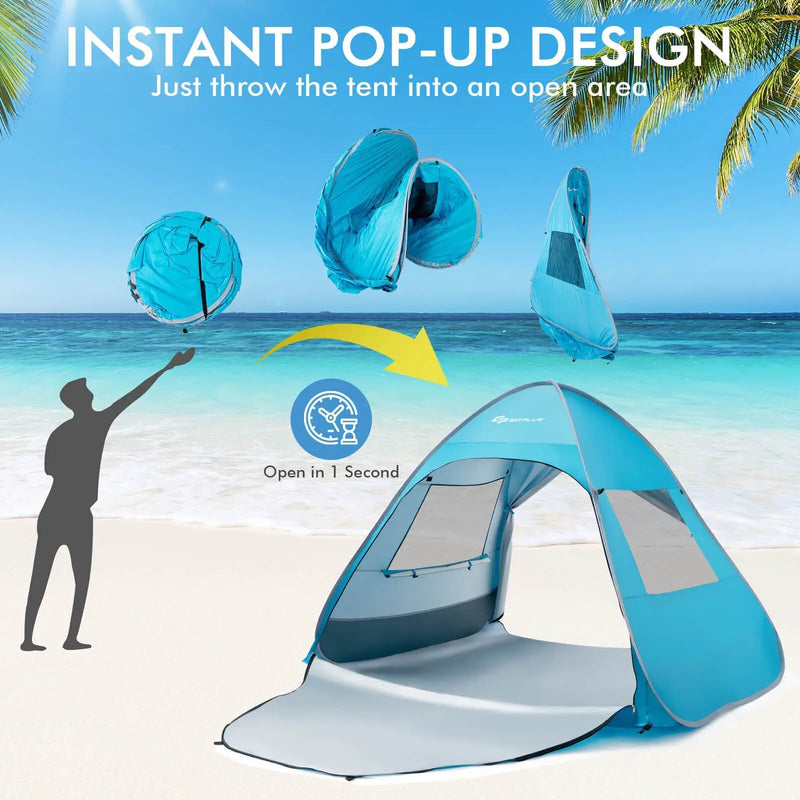 Automatic Pop-up Beach Tent with Carrying Bag-Blue by DirectDeals