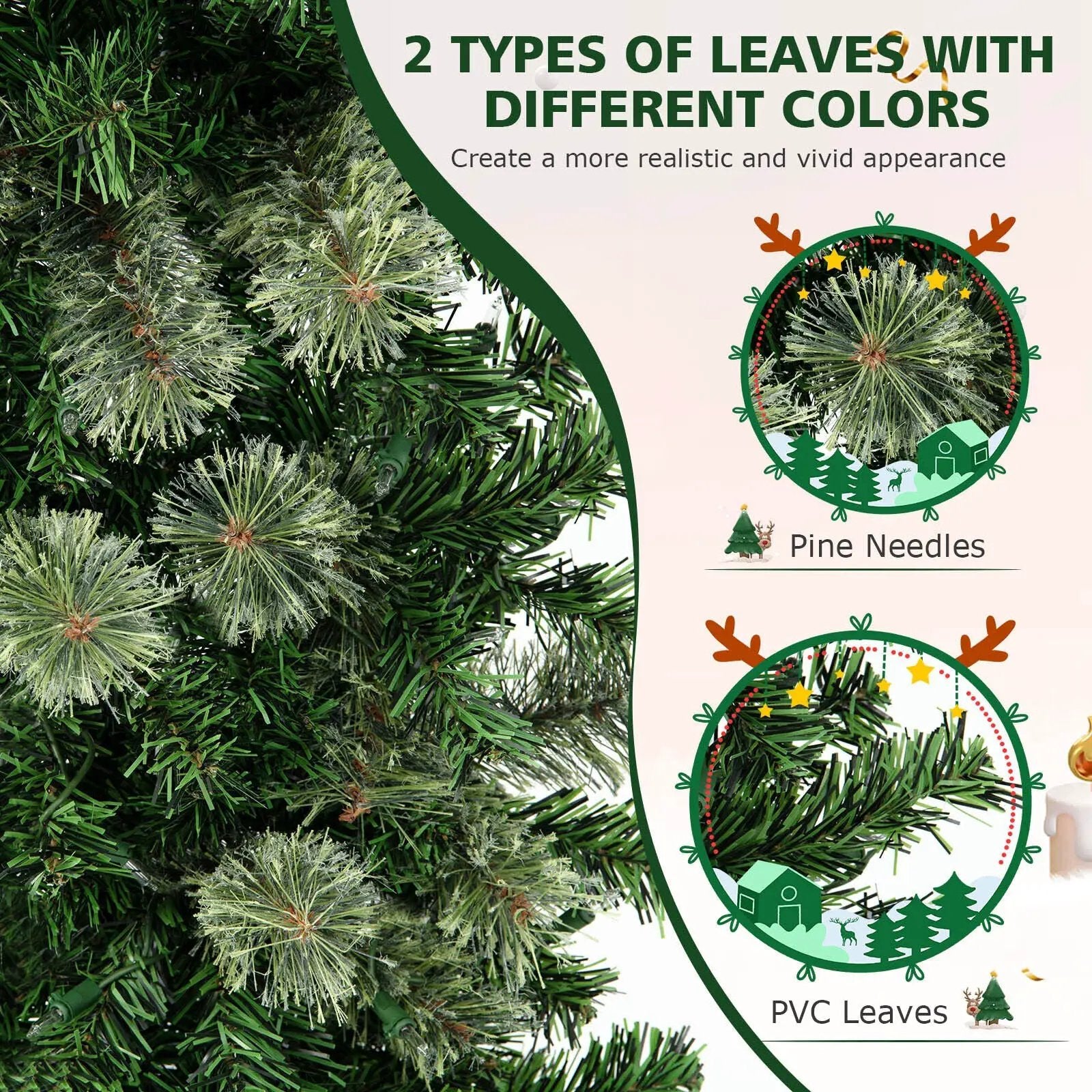 7 Feet Half Christmas Tree with Pine Needles and 150 Lights by DirectDeals