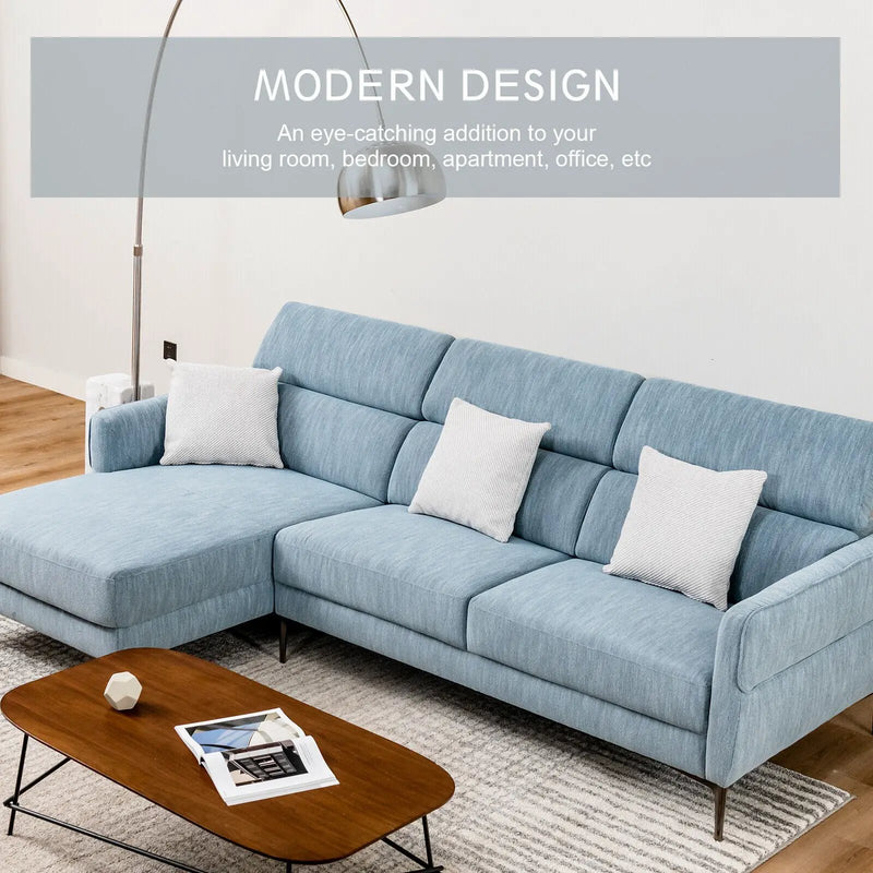 105 Inch L-Shaped Sofa Couch with 3 Adjustable Headrests-Blue by DirectDeals