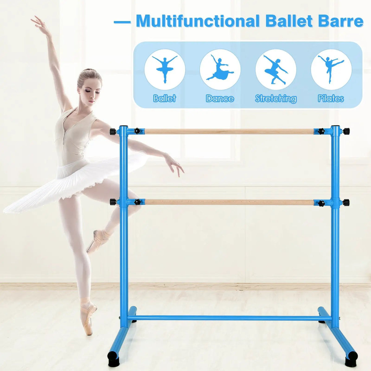 47 Inch Double Ballet Barre with Anti-Slip Footpads, photo 20 of 24