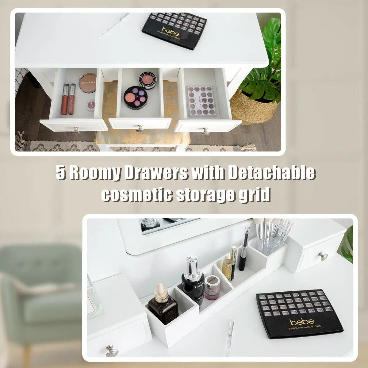 5 Drawers Removable Box Makeup Dressing Vanity Set by DirectDeals