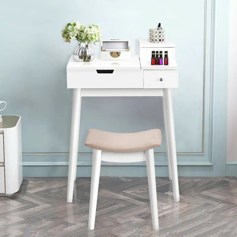 Vanity Dressing Table Set Flip Mirror Desk Furniture Stool by DirectDeals