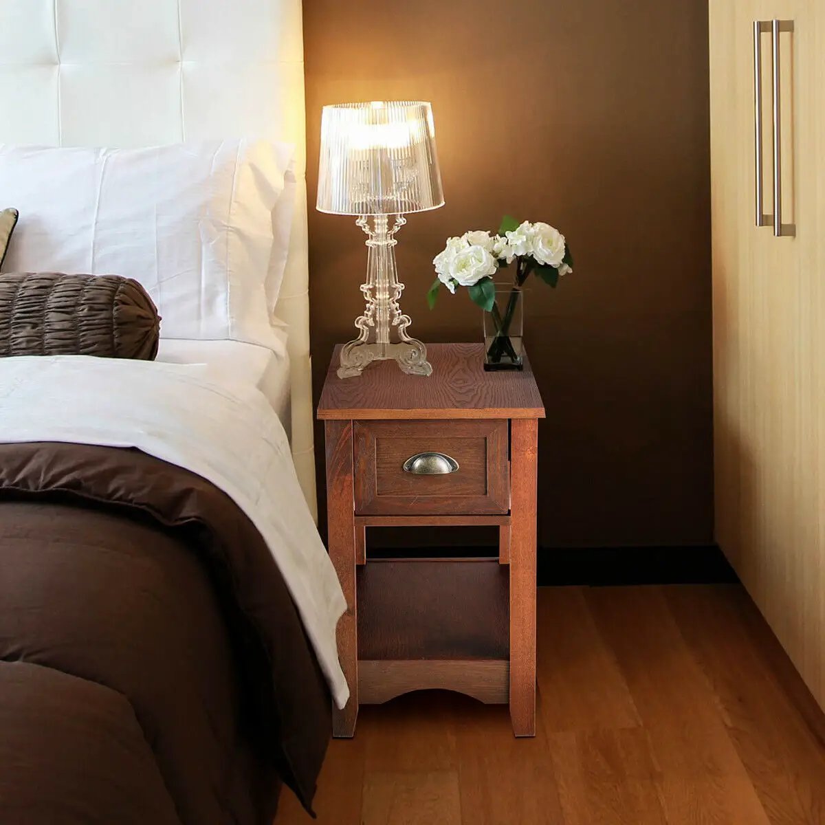 Contemporary Chair Side End Table Compact Table with Drawer Nightstand, photo 6 of 10