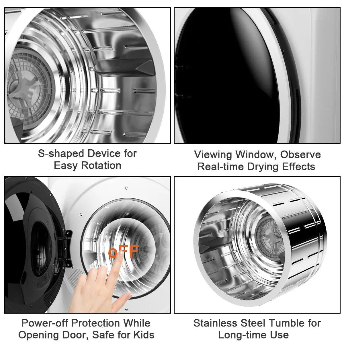 1700W Electric Tumble Laundry Dryer with Steel Tub by DirectDeals