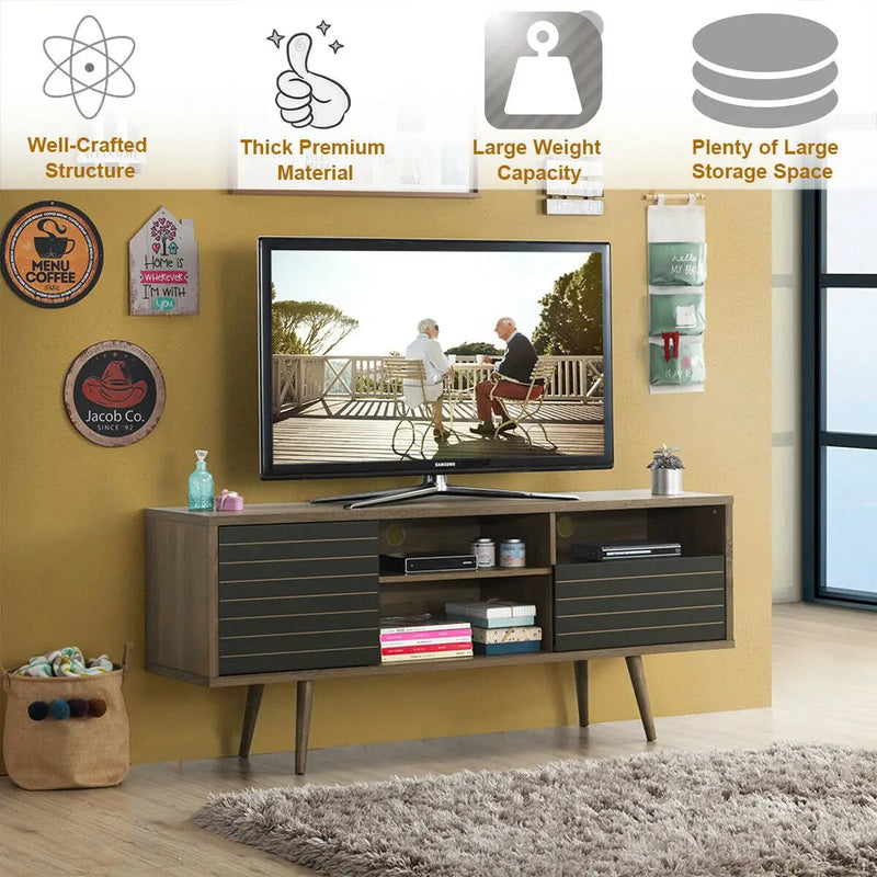 Mid-Century Modern TV Stand for TVs up to 65 Inch with Storage Shelves by DirectDeals
