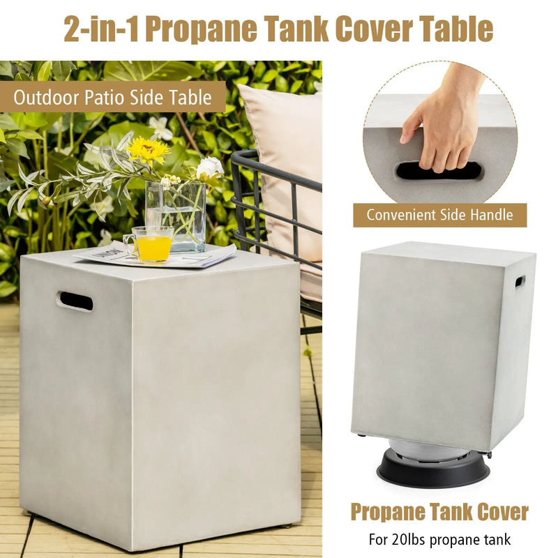 Propane Tank Cover Hideaway Table for Standard 20 Pounds Propane Tank-Gray by DirectDeals
